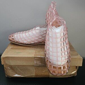 NEW Jelly Mesh Sandals/Flats Womens Size 7 Flats Pink w/ Cork Footbeds Y2K Style